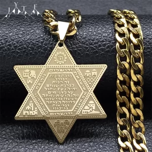 Colar Judaico de Aço Inoxidável para Homens e Mulheres, Israel Estrela de David, Magen David, Judaica, Colares de Hexagrama, Jóias Hip Hop, N540S05
