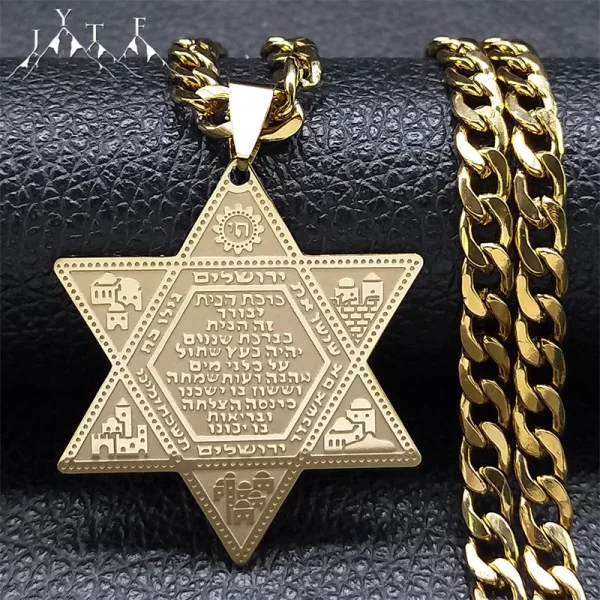 Colar Judaico de Aço Inoxidável para Homens e Mulheres, Israel Estrela de David, Magen David, Judaica, Colares de Hexagrama, Jóias Hip Hop, N540S05