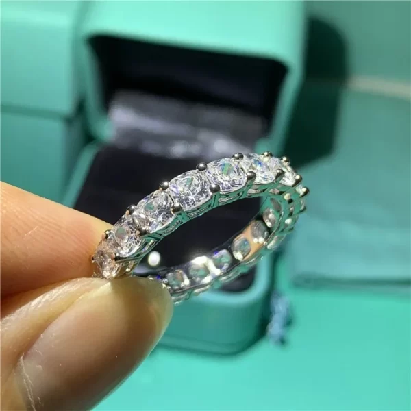 Anéis feminino de diamante feito à mão cz promessa real 925 prata esterlina noivado casamento anéis de banda gemstones festa jóias - Image 15