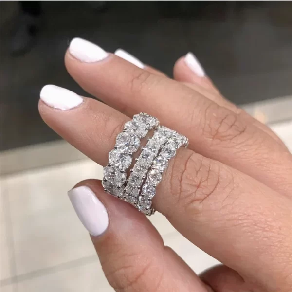 Anéis feminino de diamante feito à mão cz promessa real 925 prata esterlina noivado casamento anéis de banda gemstones festa jóias - Image 6