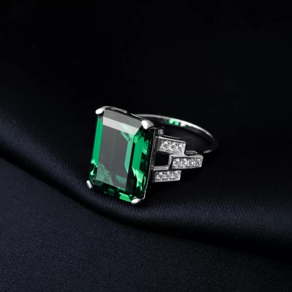 Anéis feminino de esmeralda simulado verde, prata esterlina 925, conjunto diário de jóias, presente elegante. - Image 2