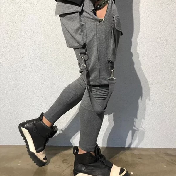 Calça esportiva masculina de corrida, bolsos com remendo com renda, calça justa, calça casual de corrida, streetwear primavera, moda - Image 3