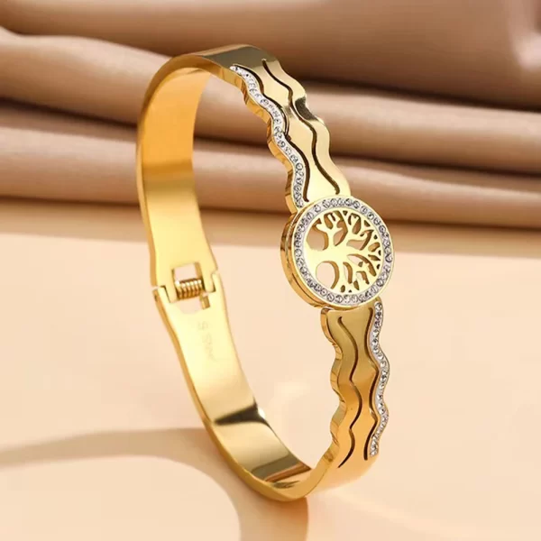 Pulseiras feminina de aço inoxidável designer de luxo, bracelete com plantas, joia feminina, Árvore da Vida, Tendência - Image 11