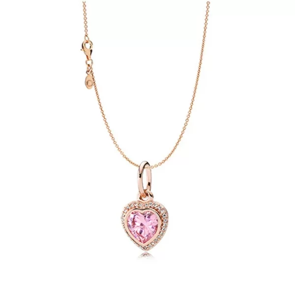 Colar feminino pingente coração, 100% 925 prata esterlina pan modelo charme dia dos namorados em forma de coração colar moda jóias - Image 8