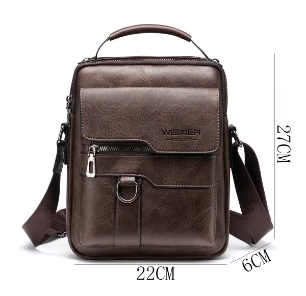 Bolsa de couro tiracolo masculina, retrô, vertical, portátil, casual, de ombro - Image 12