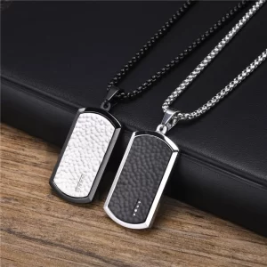 Colar de cães martelados para homens, aço inoxidável, colarinho quadrado, punk vintage, elegante, Kotik