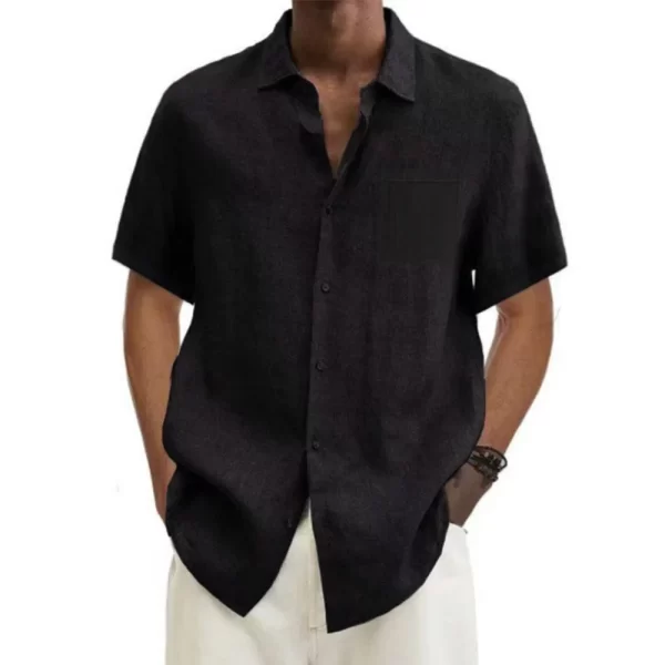 Camisas masculina de manga curta com decote em v, monocromática, oversize, casual, camisa solta plus size, com botão de ioga masculina, nova - Image 4