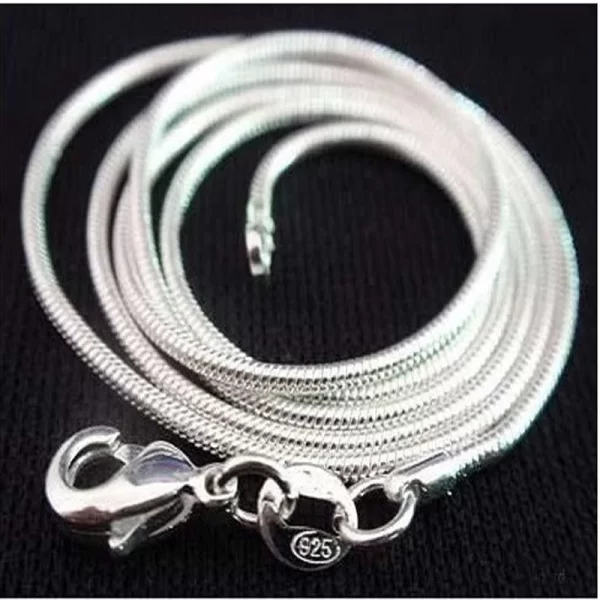 Colar feminino de prata esterlina 925, prata moda jóias Cobra Cadeia 1mm Colar 16 18 20 22 24" - Image 5