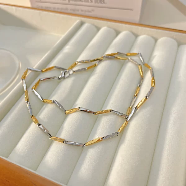 Colar coloridos de aço inoxidável feminino, JHSL, Corrente no Pescoço, Joias de Festa, Prata e Dourado. - Image 5