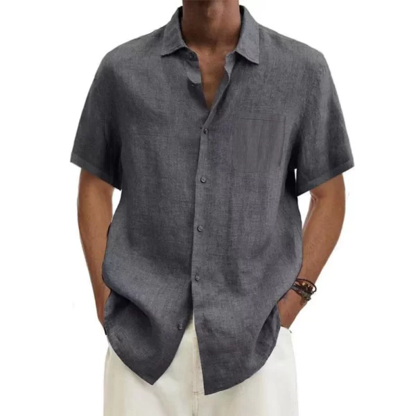 Camisas masculina de manga curta com decote em v, monocromática, oversize, casual, camisa solta plus size, com botão de ioga masculina, nova - Image 2