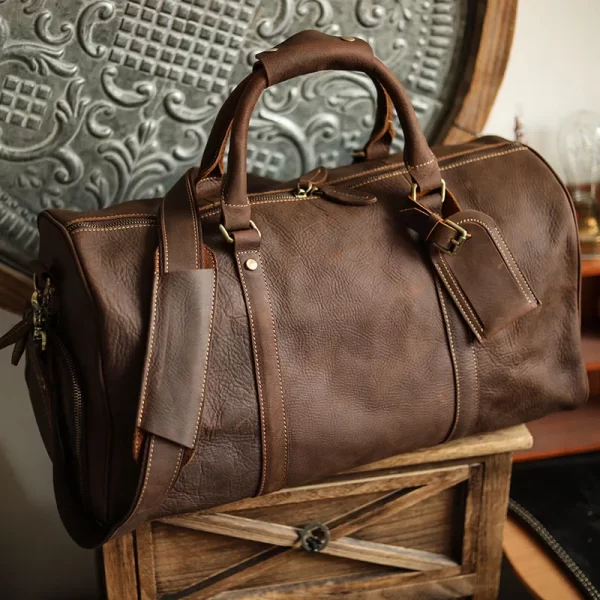 Mochila de couro, NASVA-Mochila, com compartimento de sapatos para homens, bolsas de viagem, viajante de fim de semana, sacos de bagagem vintage - Image 12