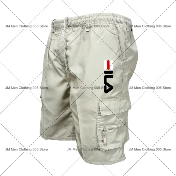 Bermuda/Calção de carga multi bolso masculino, estampa de marca, casual, esportiva, ao ar livre, calça de treino hip-hop masculina retrô, moda verão - Image 5