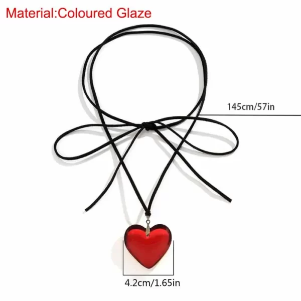 Colar feminino laço gargantilha coração pingente colar jóias clavícula corrente - Image 21