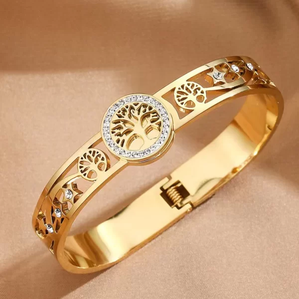 Pulseiras feminina de aço inoxidável designer de luxo, bracelete com plantas, joia feminina, Árvore da Vida, Tendência - Image 34