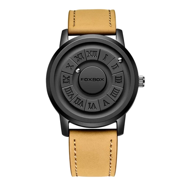 Relógio de Pulso masculino, FOXBOX, de quartzo magnético, ponteiro de rolagem criativo, relógio de couro genuíno - Image 7