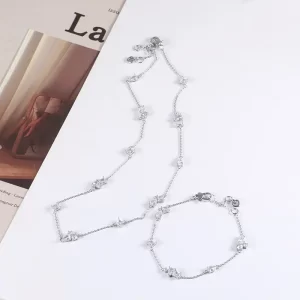 Pulseira e colar,  Multi-Pingentes, Simples, Pequeno, Fresco, Geométrico, Quadrado, Gota de Água, Brilhante, Moda Europeia e Americana