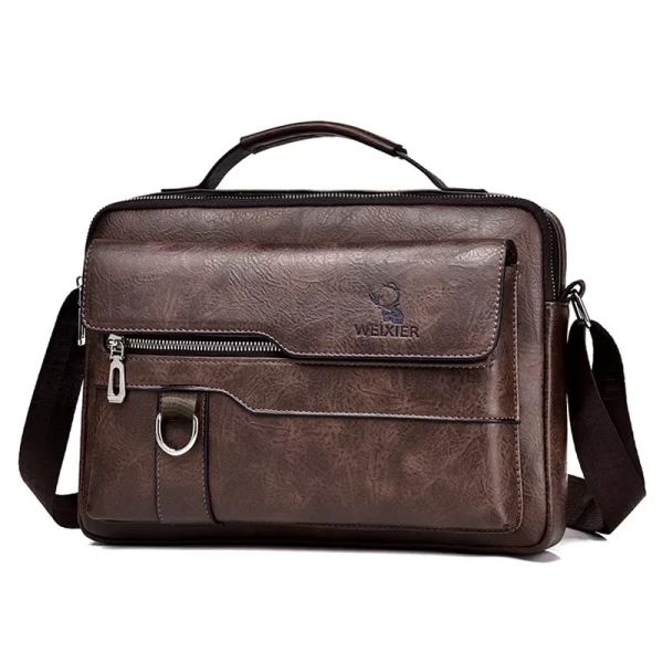 Bolsa de couro tiracolo masculina, retrô, vertical, portátil, casual, de ombro - Image 2