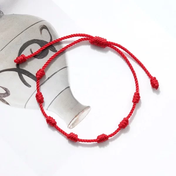 Pulseiras Handmade 7 nós Red String Casal, Amante Proteção, Amuleto da Sorte e Amizade Braid Rope. - Image 5