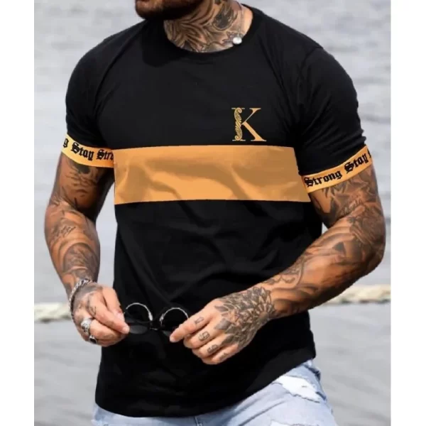 Camiseta K com impressão 3D de letras masculina, camiseta grande solta, manga curta casual diária, camiseta com design de rua, roupa simples - Image 24