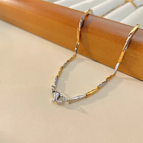 Colar coloridos de aço inoxidável feminino, JHSL, Corrente no Pescoço, Joias de Festa, Prata e Dourado. - Image 6