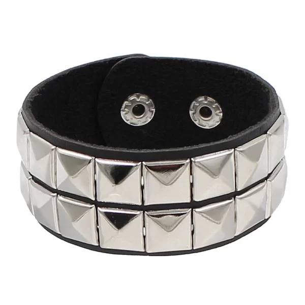 Pulseira de couro, unissex,  PU punk gótico, 3 linhas, picos cuspidais, correntes de rebite, jóias para amigos, novo. - Image 2