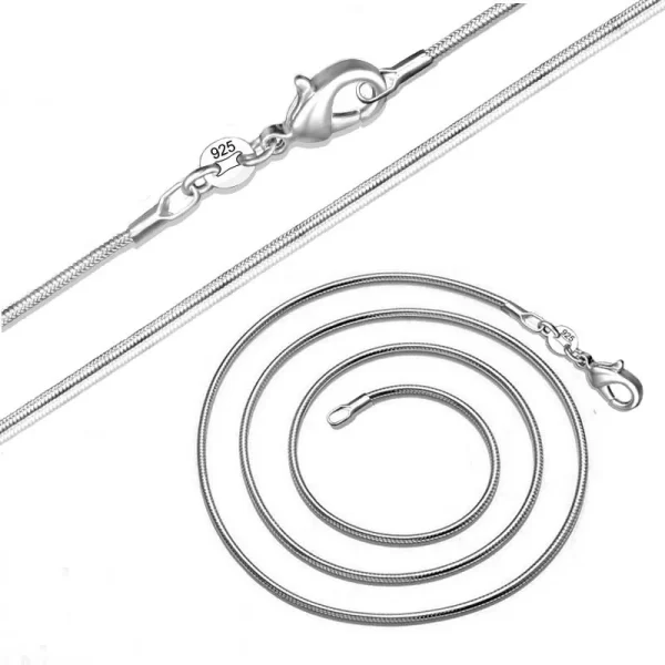 Colar feminino de prata esterlina 925, prata moda jóias Cobra Cadeia 1mm Colar 16 18 20 22 24" - Image 6