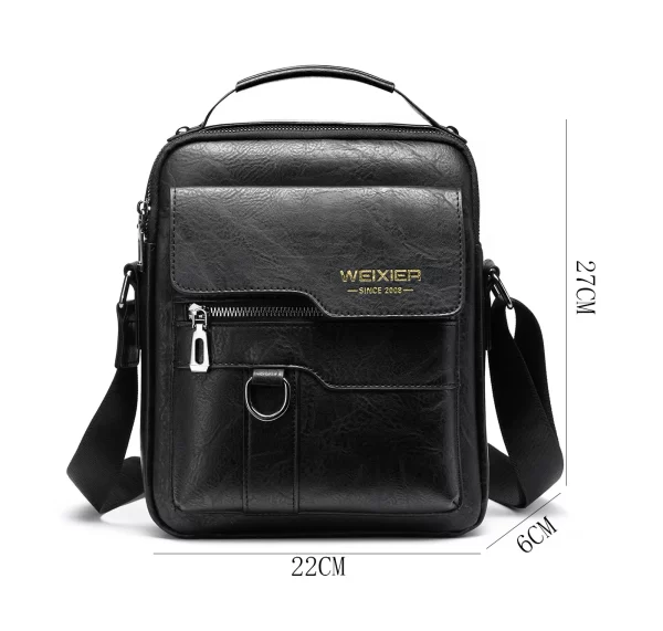 Bolsa de couro tiracolo masculina, retrô, vertical, portátil, casual, de ombro - Image 10