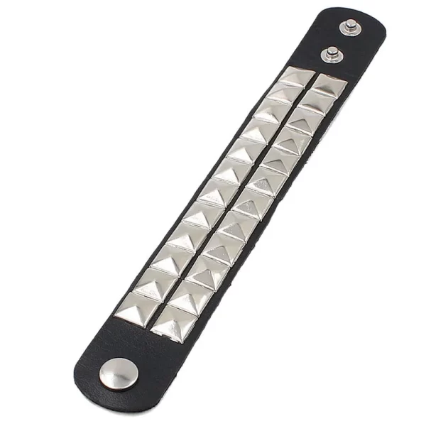 Pulseira de couro, unissex,  PU punk gótico, 3 linhas, picos cuspidais, correntes de rebite, jóias para amigos, novo. - Image 4