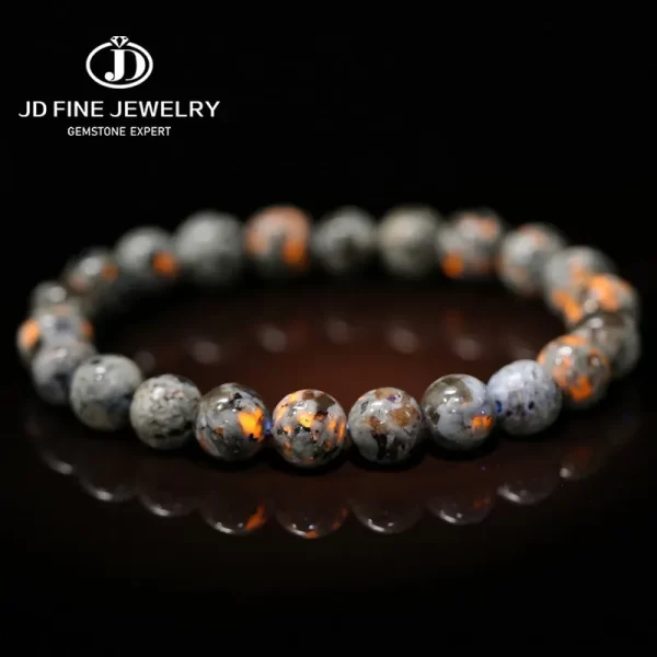 Pulseiras unissex, Yooperlite fogo pedra energia meditação fengshui  jóias jd pedra natural chama frisado