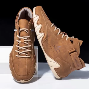 Bota artesanal de couro de microfibra masculina, sapato de caminhada casual ao ar livre, moda, primavera, outono, tamanho grande 47, 48