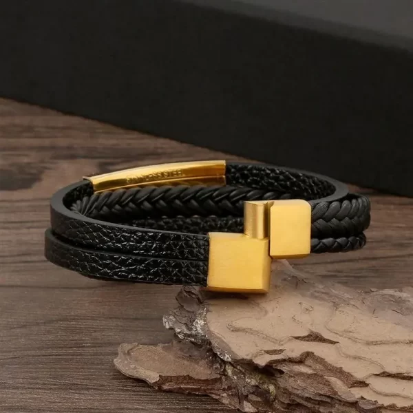 Pulseira de couro masculina clássica, tecido à mão, acessório combinado de várias camadas, joias da moda, novo estilo - Image 6
