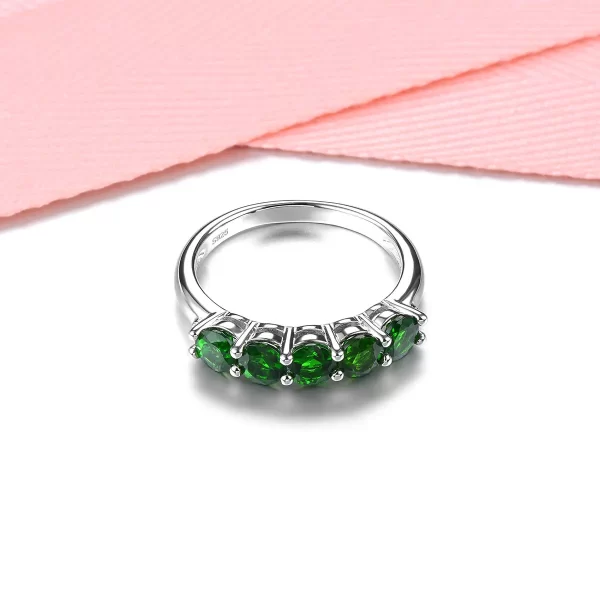 Anéis feminino de prata maciça com dinatural, joias finas, simples, com pedra preciosa verde genuína, design clássico, uso diário - Image 4