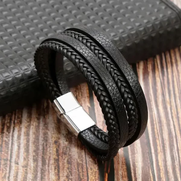 Pulseira de couro masculina clássica, tecido à mão, acessório combinado de várias camadas, joias da moda, novo estilo - Image 32