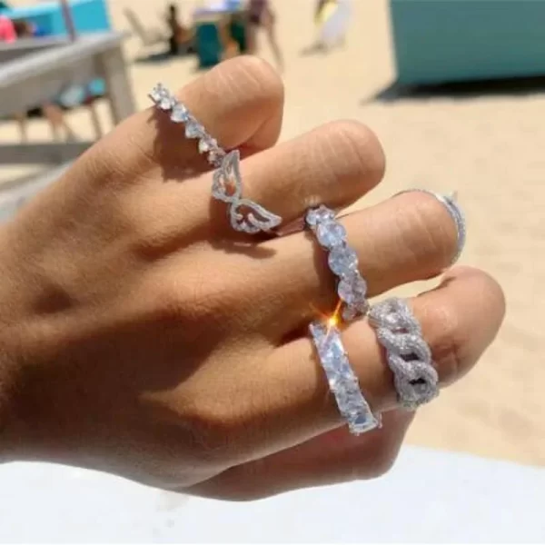 Anéis feminino de diamante feito à mão cz promessa real 925 prata esterlina noivado casamento anéis de banda gemstones festa jóias