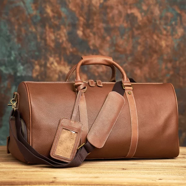 Mochila de couro, NASVA-Mochila, com compartimento de sapatos para homens, bolsas de viagem, viajante de fim de semana, sacos de bagagem vintage - Image 9