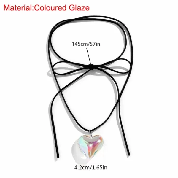 Colar feminino laço gargantilha coração pingente colar jóias clavícula corrente - Image 19
