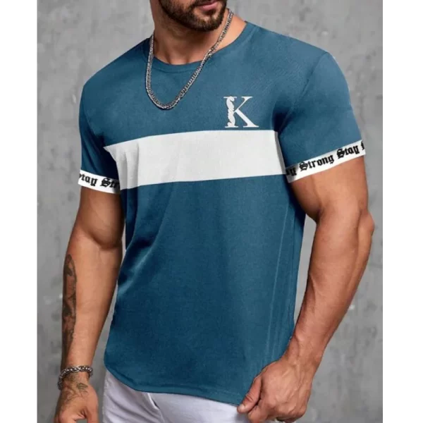 Camiseta K com impressão 3D de letras masculina, camiseta grande solta, manga curta casual diária, camiseta com design de rua, roupa simples - Image 22