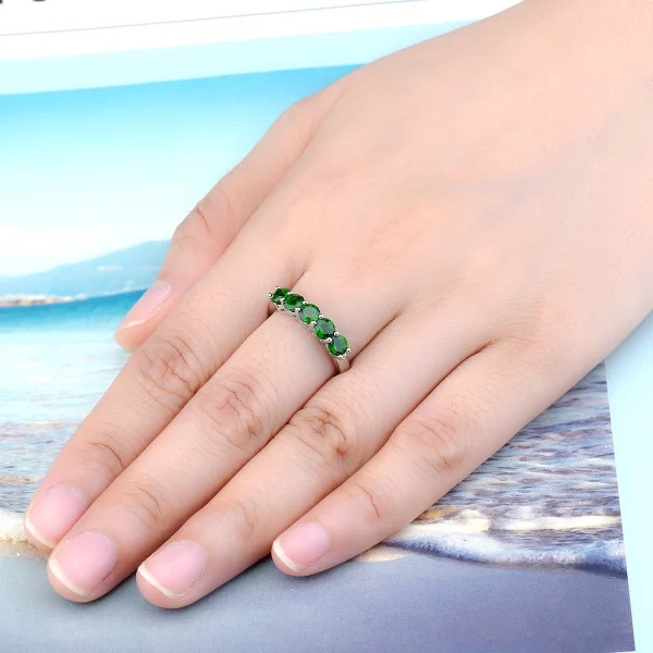 Anéis feminino de prata maciça com dinatural, joias finas, simples, com pedra preciosa verde genuína, design clássico, uso diário - Image 6
