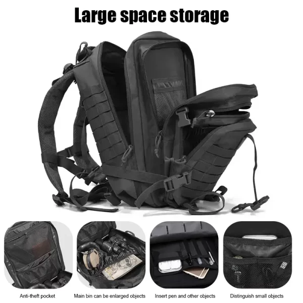 Mochila tática militar para homens, grande capacidade, de nylon impermeável, sacos de caça e acampamento, de pesca, 48 L, 25L - Image 3