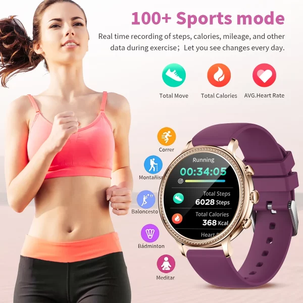 Relógios de pulso feminino, LIGE-Relógios inteligentes de luxo, chamada bluetooth, telefone conectado, monitor de saúde, smartwatch esportivo, presente. - Image 6