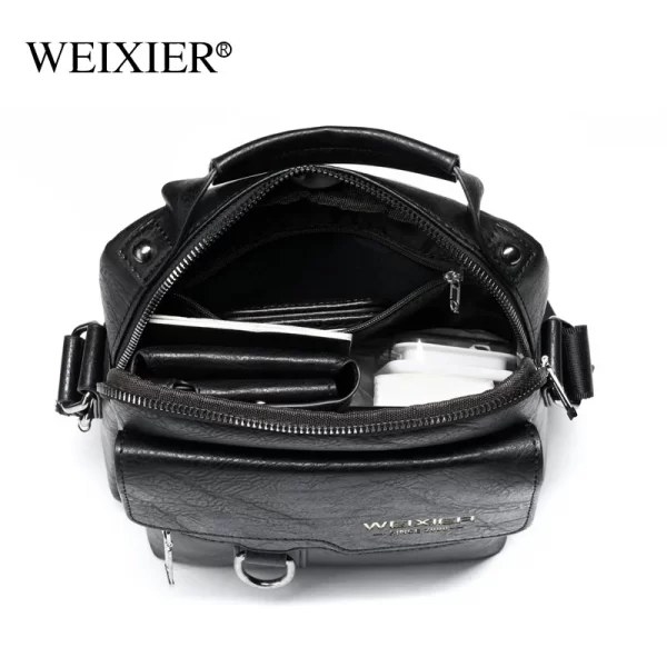 Bolsa de couro tiracolo masculina, retrô, vertical, portátil, casual, de ombro - Image 6