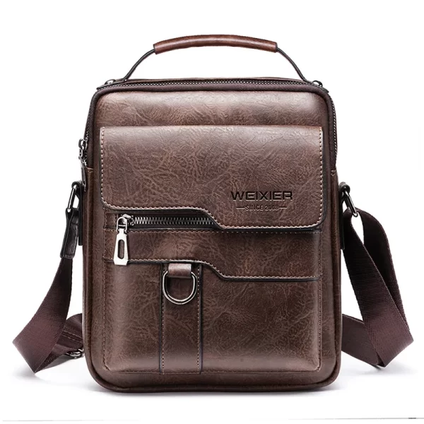 Bolsa de couro tiracolo masculina, retrô, vertical, portátil, casual, de ombro - Image 5