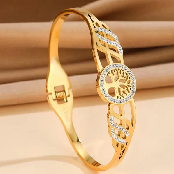 Pulseiras feminina de aço inoxidável designer de luxo, bracelete com plantas, joia feminina, Árvore da Vida, Tendência - Image 25