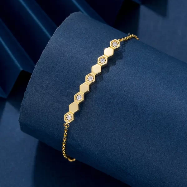 Pulseiras feminina, 925 prata esterlina favo de mel pulseira com diamantes fresco moda luz luxo premium casal estilo chaumet. - Image 4