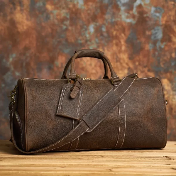 Mochila de couro, NASVA-Mochila, com compartimento de sapatos para homens, bolsas de viagem, viajante de fim de semana, sacos de bagagem vintage - Image 11