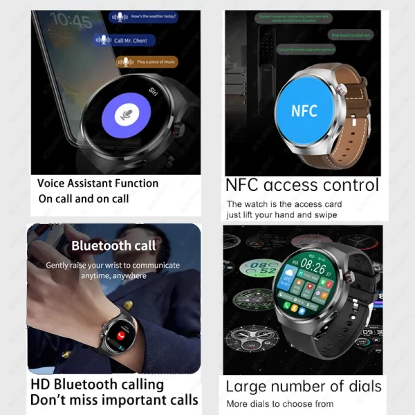 Relógios masculino, smartwatch impermeável, Huawei, Xiaomi, NFC, Amoled, 360x360 HD Screen, Açúcar no sangue, Chamada BT, 4 Pro, IP68. - Image 5