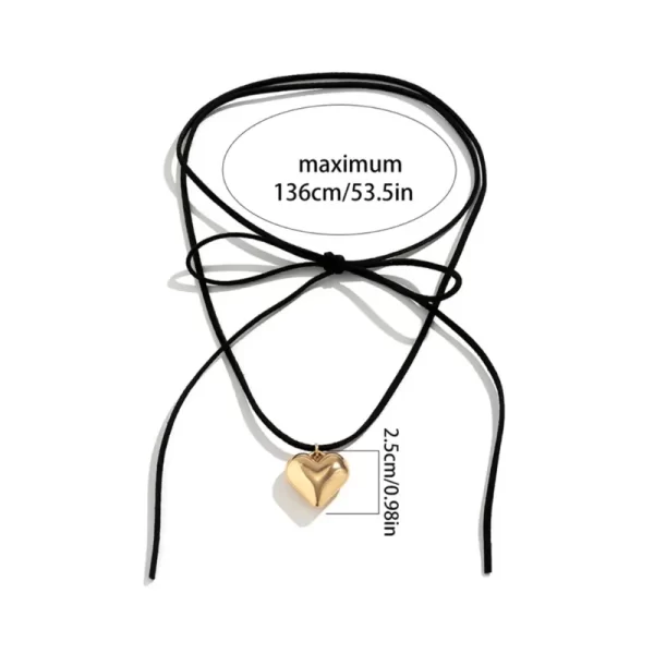 Colar feminino laço gargantilha coração pingente colar jóias clavícula corrente - Image 5