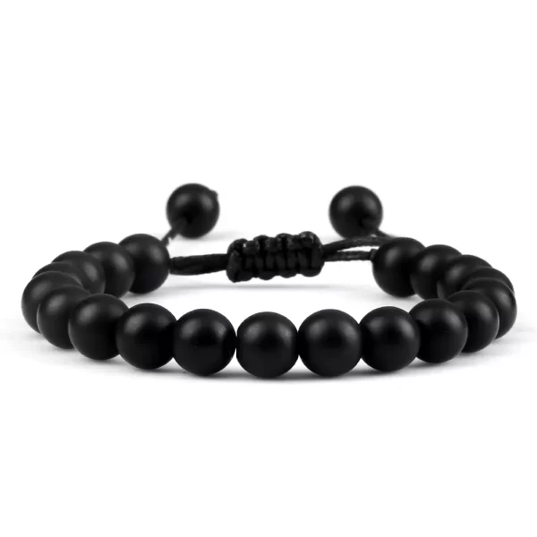 Pulseiras Natural Pedra Brilhante Preto Onyx Beads, frisada, Obsidian Jóias De Pulso, Handmade, Tamanho Ajustável, 4mm, 6mm, 8mm - Image 12