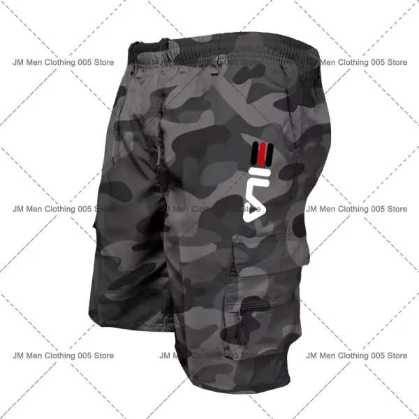 Bermuda/Calção de carga multi bolso masculino, estampa de marca, casual, esportiva, ao ar livre, calça de treino hip-hop masculina retrô, moda verão - Image 8