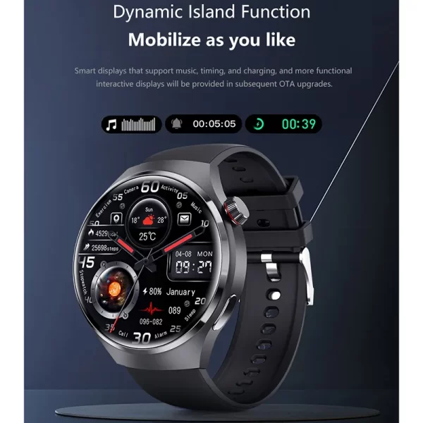 Relógios masculino, smartwatch impermeável, Huawei, Xiaomi, NFC, Amoled, 360x360 HD Screen, Açúcar no sangue, Chamada BT, 4 Pro, IP68. - Image 4